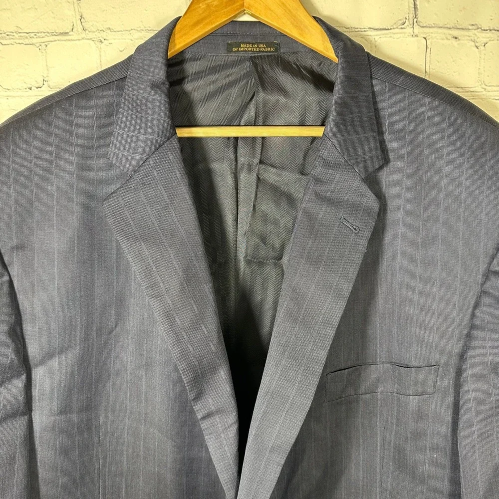 Lanificio A. Rodina Mens Navy Blue Pinstripe Super 100s Wool Blazer Jacket 56L‎